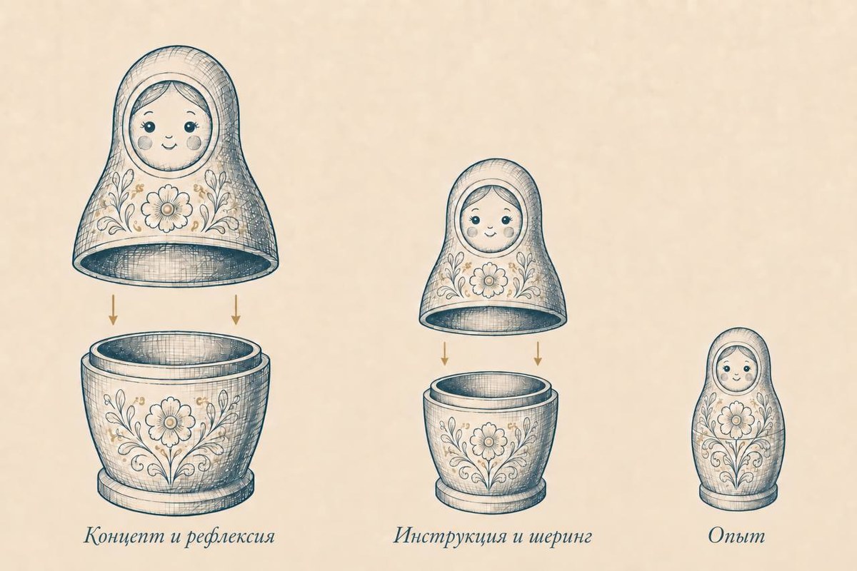 Концепт и рефлексия, инструкция и шеринг, опыт